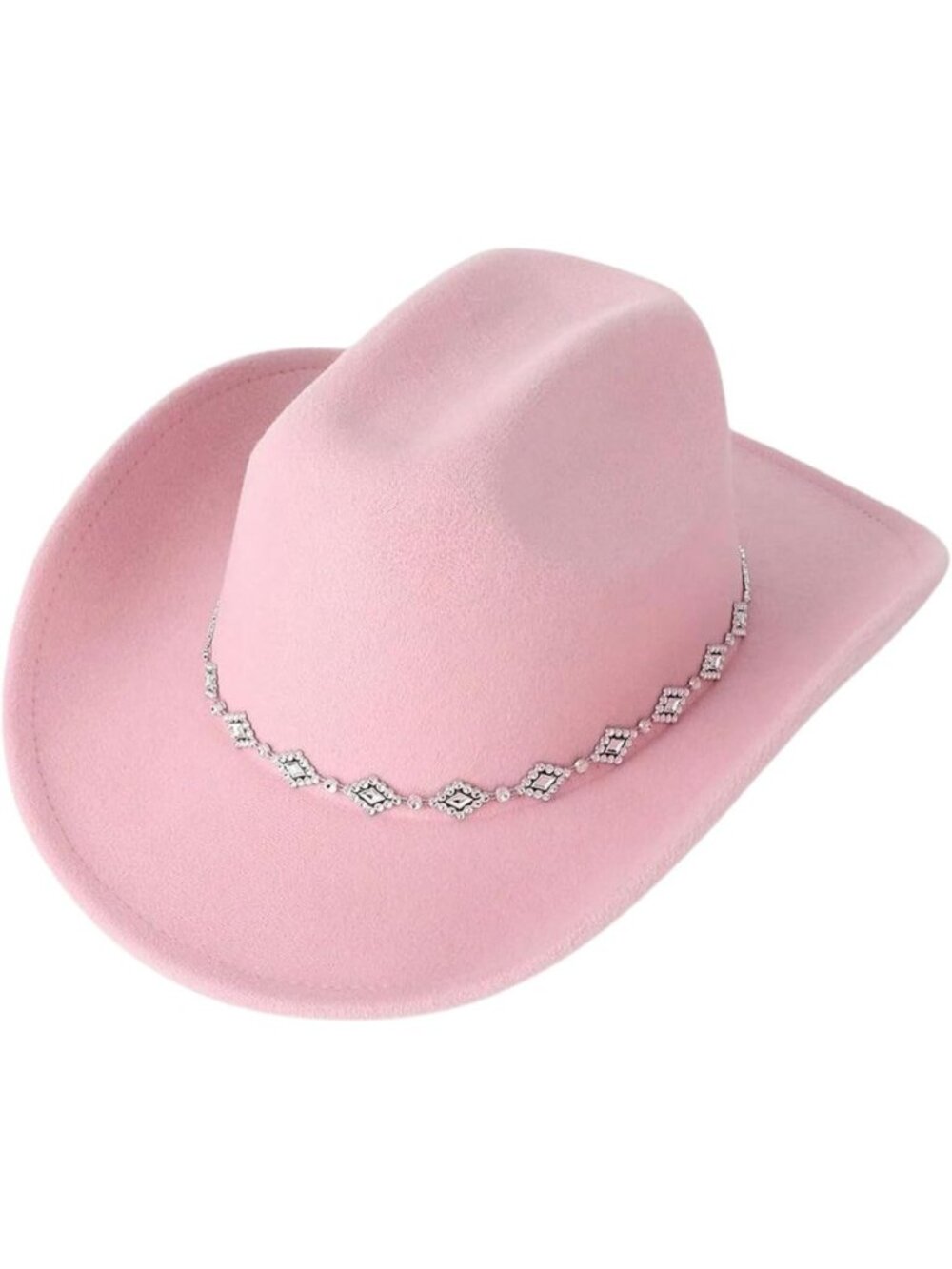 Women's Pink Rhinestone Wide Brim Rodeo Imported Cowgirl Western Cowboy Hat